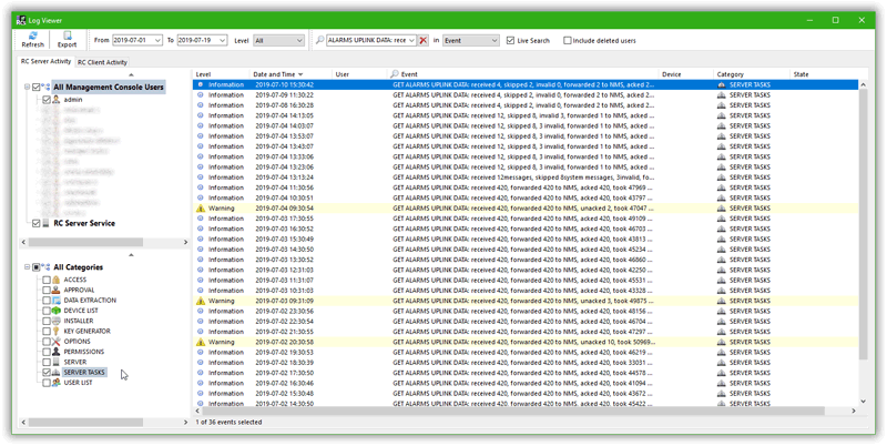 RCS Logs Browser